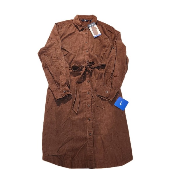Lands' End‎ Corduroy Button-Front Brown Dress, Size Large (14-16) - Picture 4 of 4